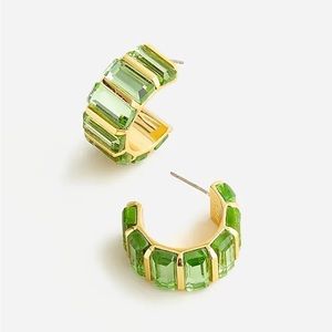 NWT J. Crew Summer Green Trapezoid Stone Hoops Earrings